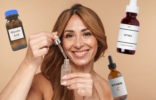 Woman with skin serums for face anti aging